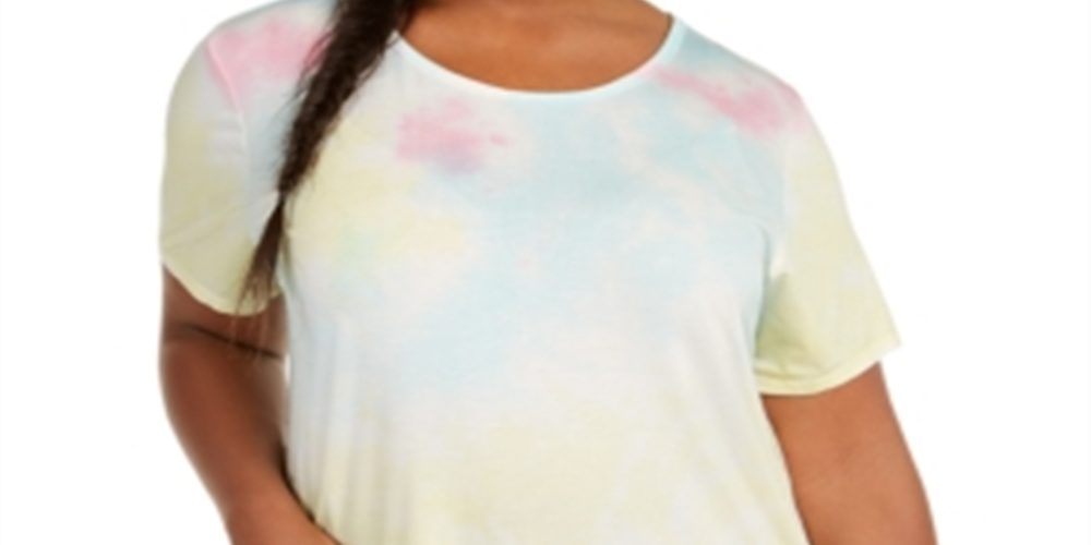 Ideology Women's Tie Dye Back Cutout Top Yellow Size 2X