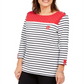Karen Scott Petite Striped Polka Dot Top  - New Red Amore Red Size Petite Extra Small