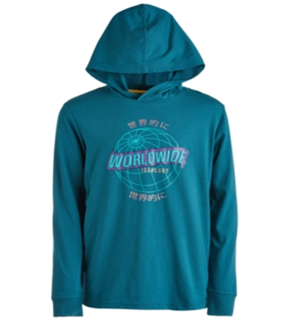 Ideology Big Boy's Graphic-Print Hooded T-Shirt Green Size X-Large