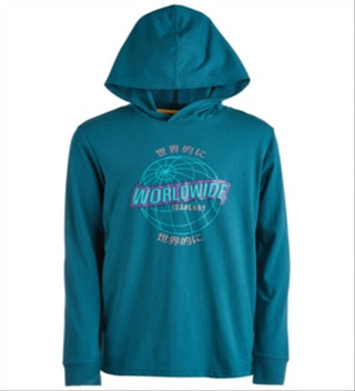Ideology Big Boy's Graphic-Print Hooded T-Shirt Green Size X-Large