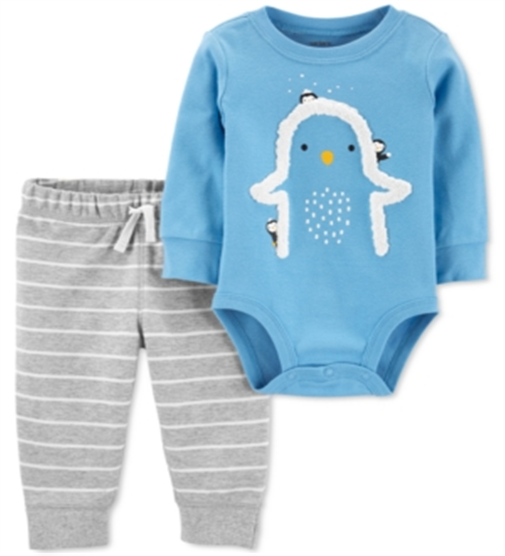 Carter's Boy's Infant Bodysuits Penguin Bodysuit & Joggers Blue Size 3MOS