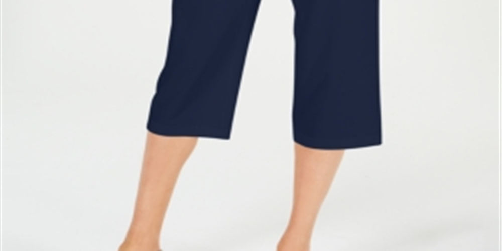 Karen Scott Knit Drawstring Capri Pants - Intrepid Blue Size S