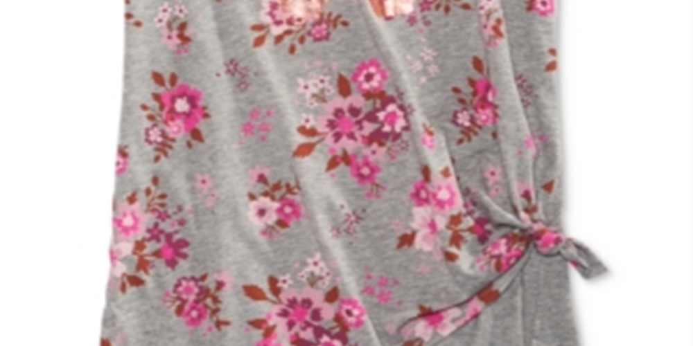 Epic Threads Big Girl's Butterfly Side Tie T-Shirt Gray Size Small