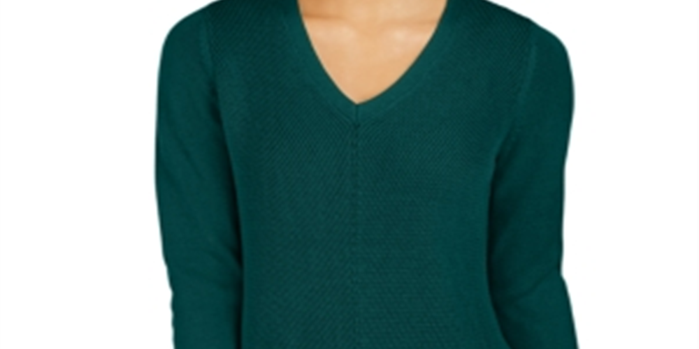 Charter Club Women's V Neck Sweater Green Size X-Small