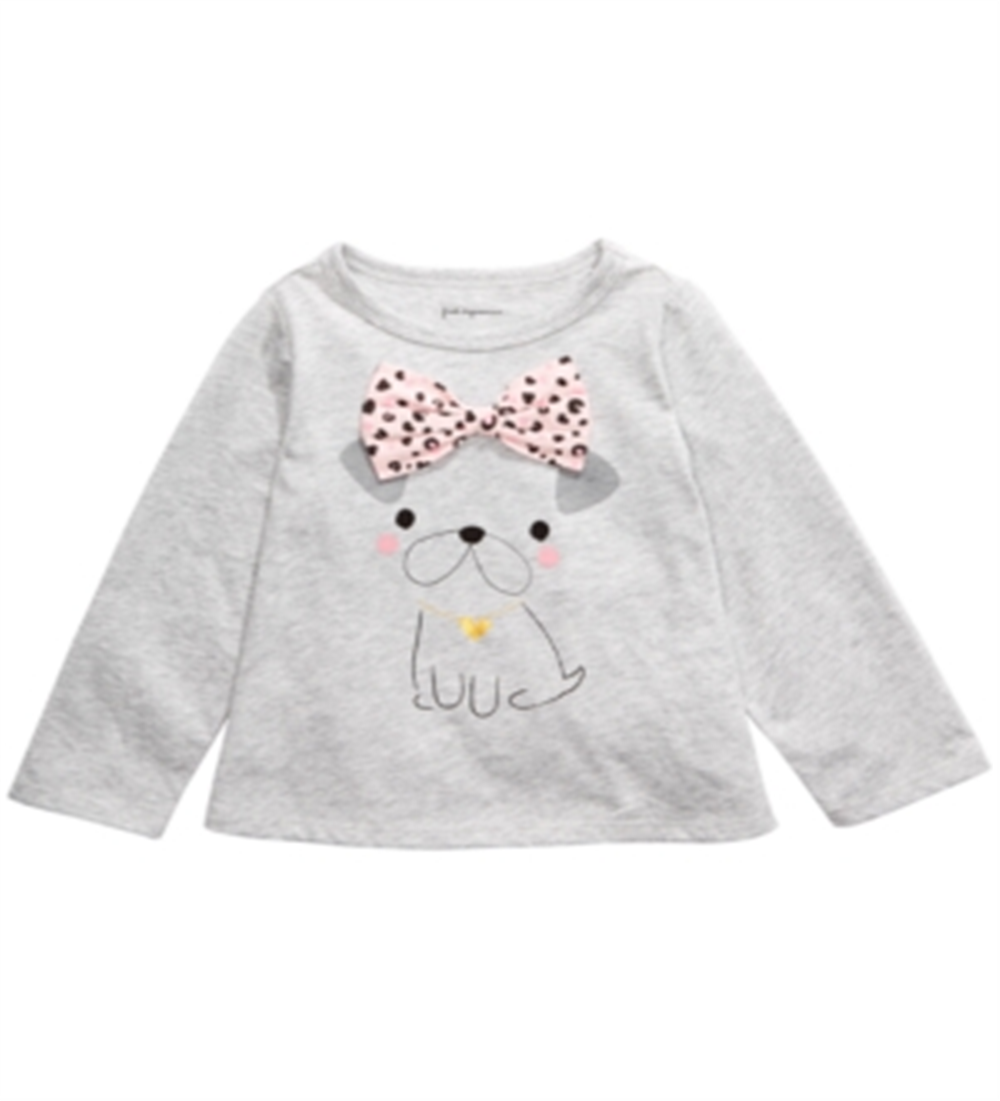 First Impressions Toddler Girl's Dog Print Cotton T-Shirt Gray Size 4T
