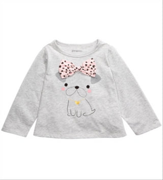 First Impressions Toddler Girl's Dog Print Cotton T-Shirt Gray Size 4T