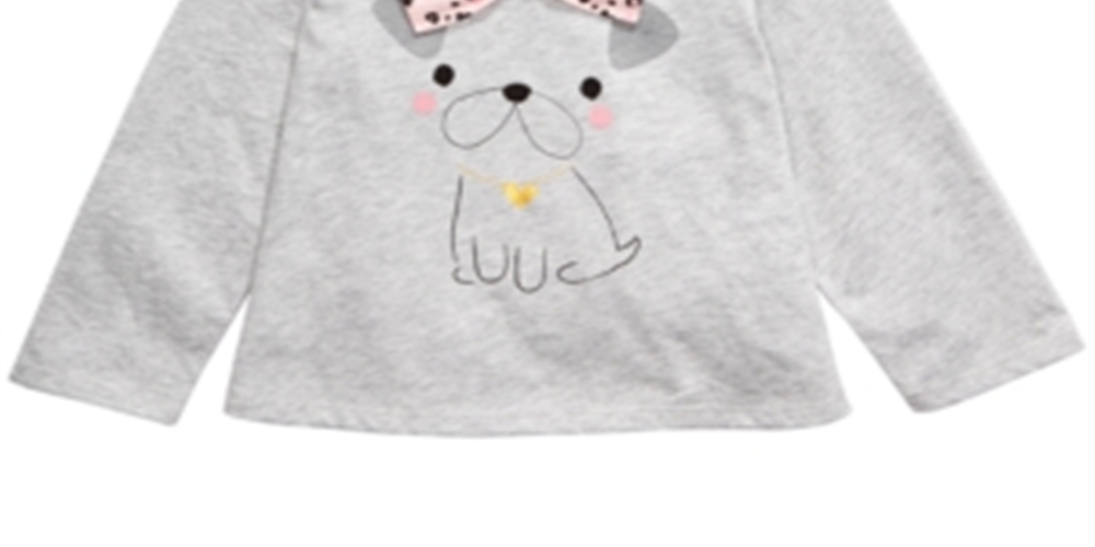 First Impressions Toddler Girl's Dog Print Cotton T-Shirt Gray Size 4T