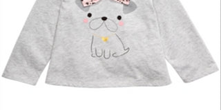 First Impressions Toddler Girl's Dog Print Cotton T-Shirt Gray Size 4T