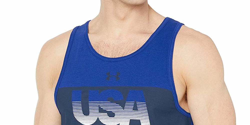 Under Armour Men's USA Logo Front Tank Top Blue Size Medium