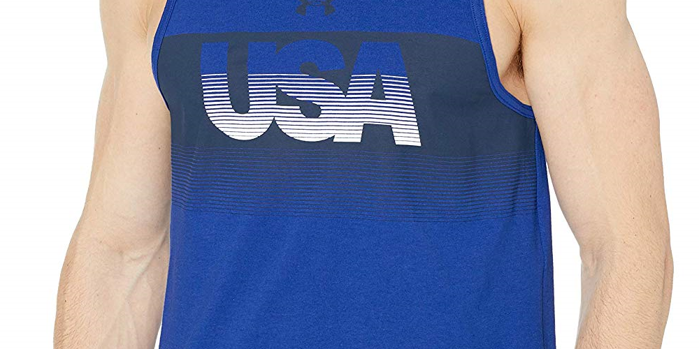 Under Armour Men's USA Logo Front Tank Top Blue Size Medium