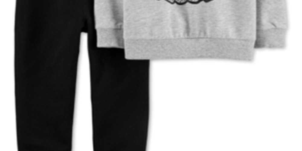 Carter's Baby Boy's 2 Pc Cotton Monster Sweatshirt & Jogger Pants Set Gray Size 6MOS