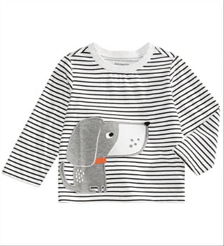 First Impressions Baby Boy's Striped Dog Print T-Shirt Brown Size 18MOS