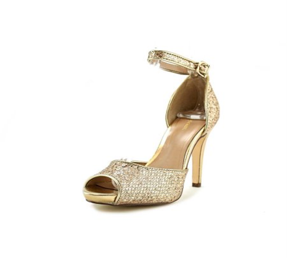 Style & Co Women's Swifty Peep-Toe Synthetic Heels Gold Size 5.5