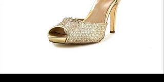 Style & Co Women's Swifty Peep-Toe Synthetic Heels Gold Size 5.5