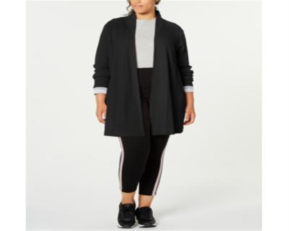 Calvin Klein Women's Performance Plus Open Front Cardigan Black Size 2X