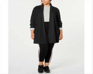 Calvin Klein Women's Performance Plus Open Front Cardigan Black Size 2X
