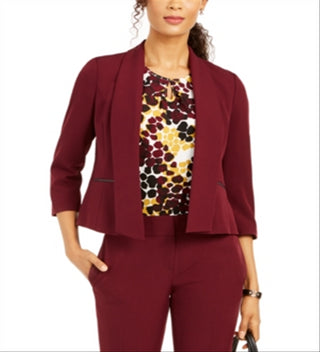 Kasper Women's Shawl Collar Flyway Jacket Red Size 18