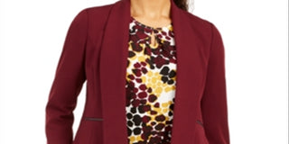 Kasper Women's Shawl Collar Flyway Jacket Red Size 18