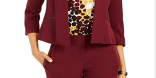 Kasper Women's Shawl Collar Flyway Jacket Red Size 18