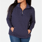 Karen Scott Petite Printed Zip-Neck Top - Intrepid Blue Size Petite Small