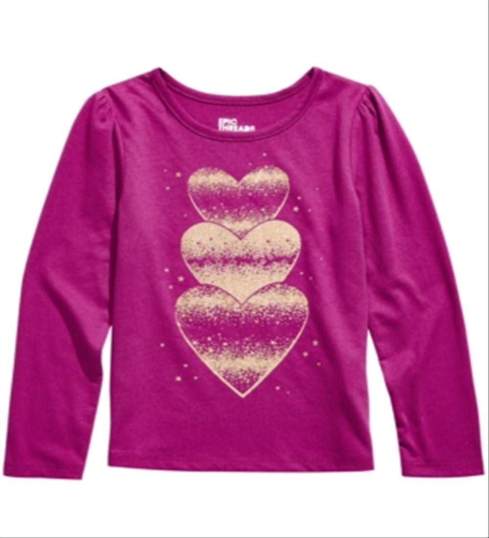 Epic Threads Toddler Girl's Glitter Hearts T-Shirt Pink Size 4T