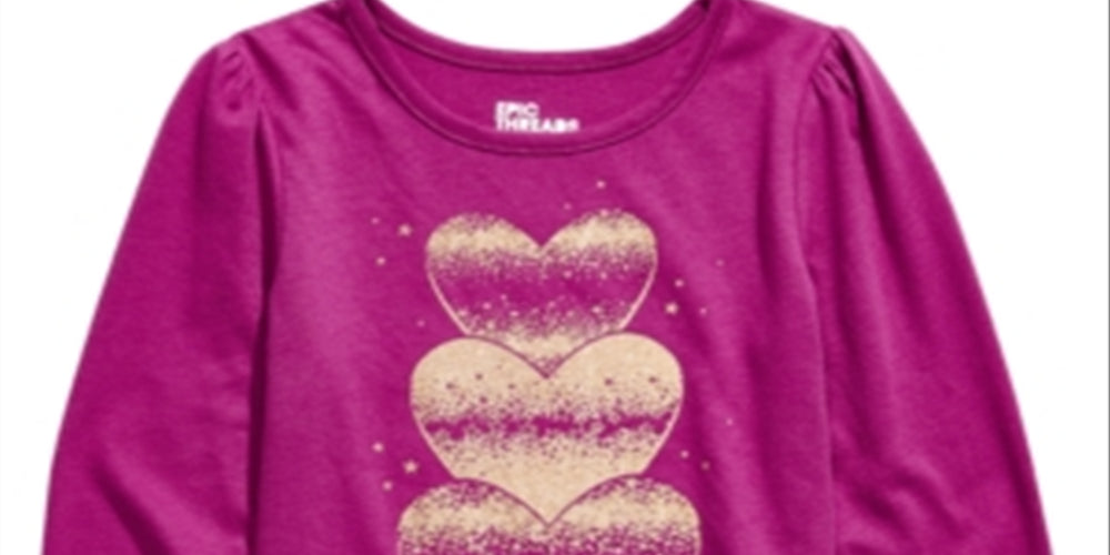 Epic Threads Toddler Girl's Glitter Hearts T-Shirt Pink Size 4T