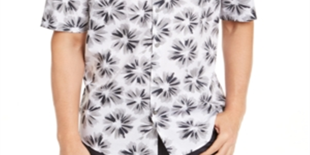 Alfani Men's Printed Shirt White Size Small