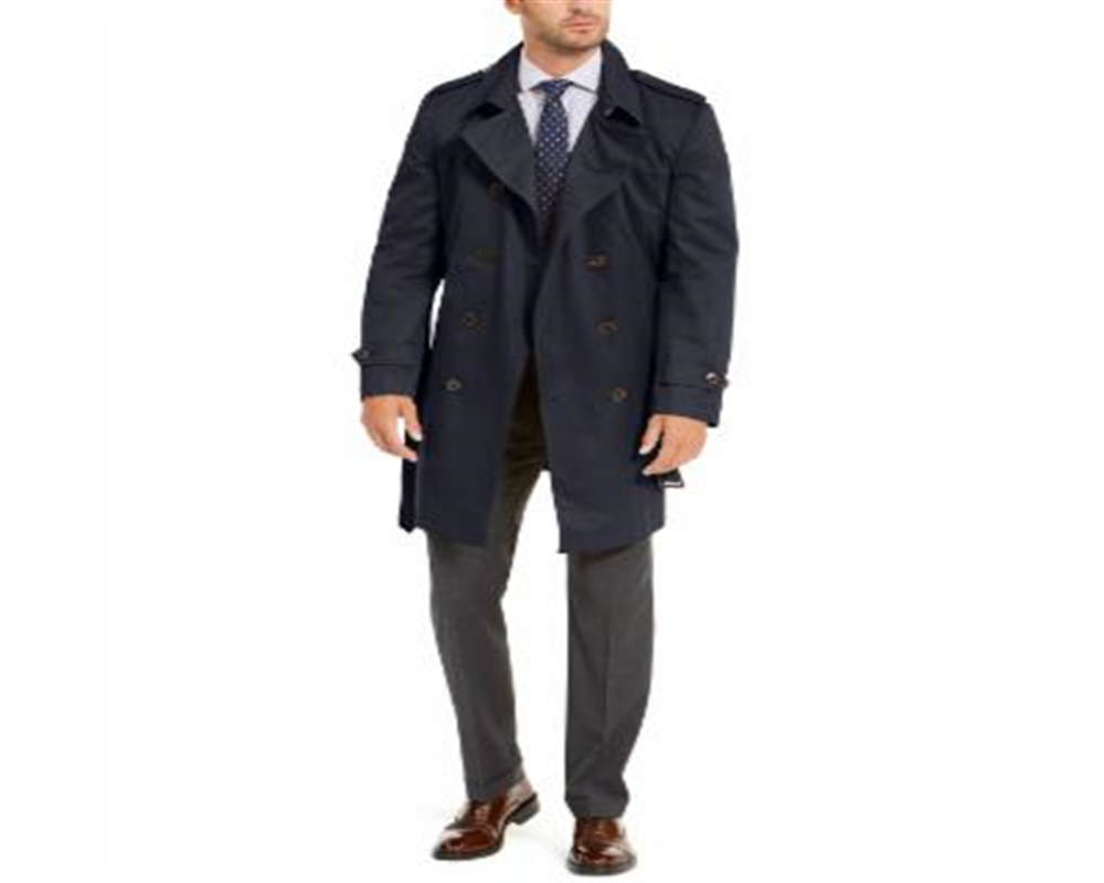 Ralph Lauren Men's Classic Fit Lowry Double-Breasted Raincoat Blue Size 48