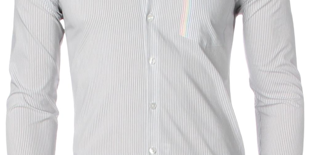 Kenneth Cole Reaction Men's Striped Slim Fit Button Down Shirt Gray Size L
