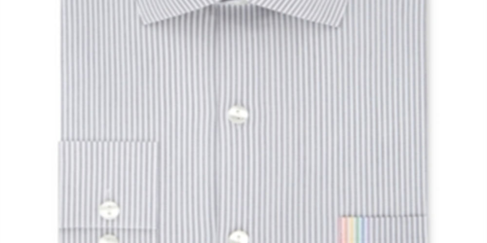 Kenneth Cole Reaction Men's Striped Slim Fit Button Down Shirt Gray Size L
