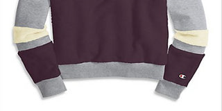 Champion Women's Athletics Faux Fur Crew Logo Raisin T-Shirt Purple Size X-Large