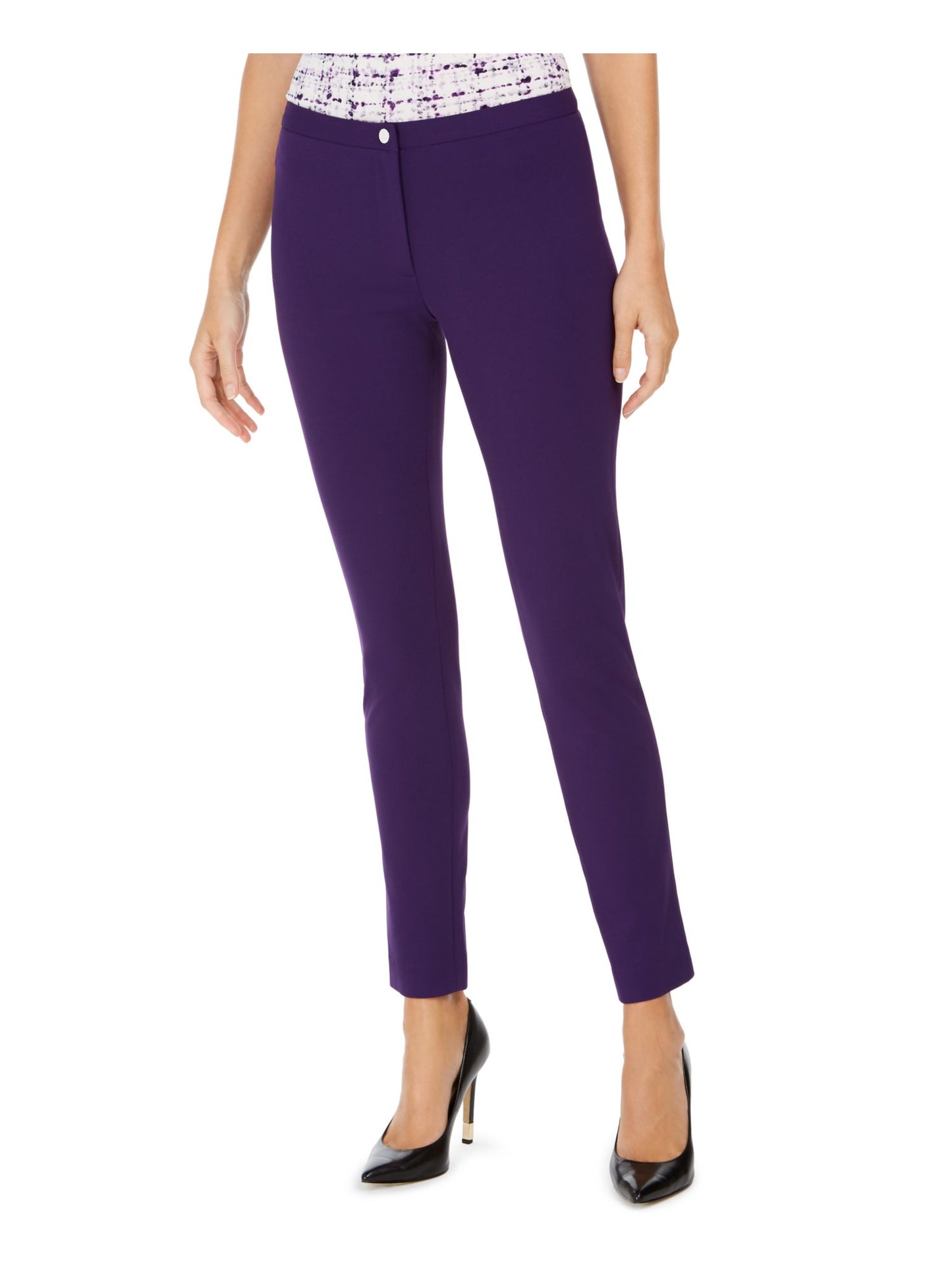 Calvin Klein Men's Pocketed Zippered Wear to Work Pants Purple Size 6 Petite