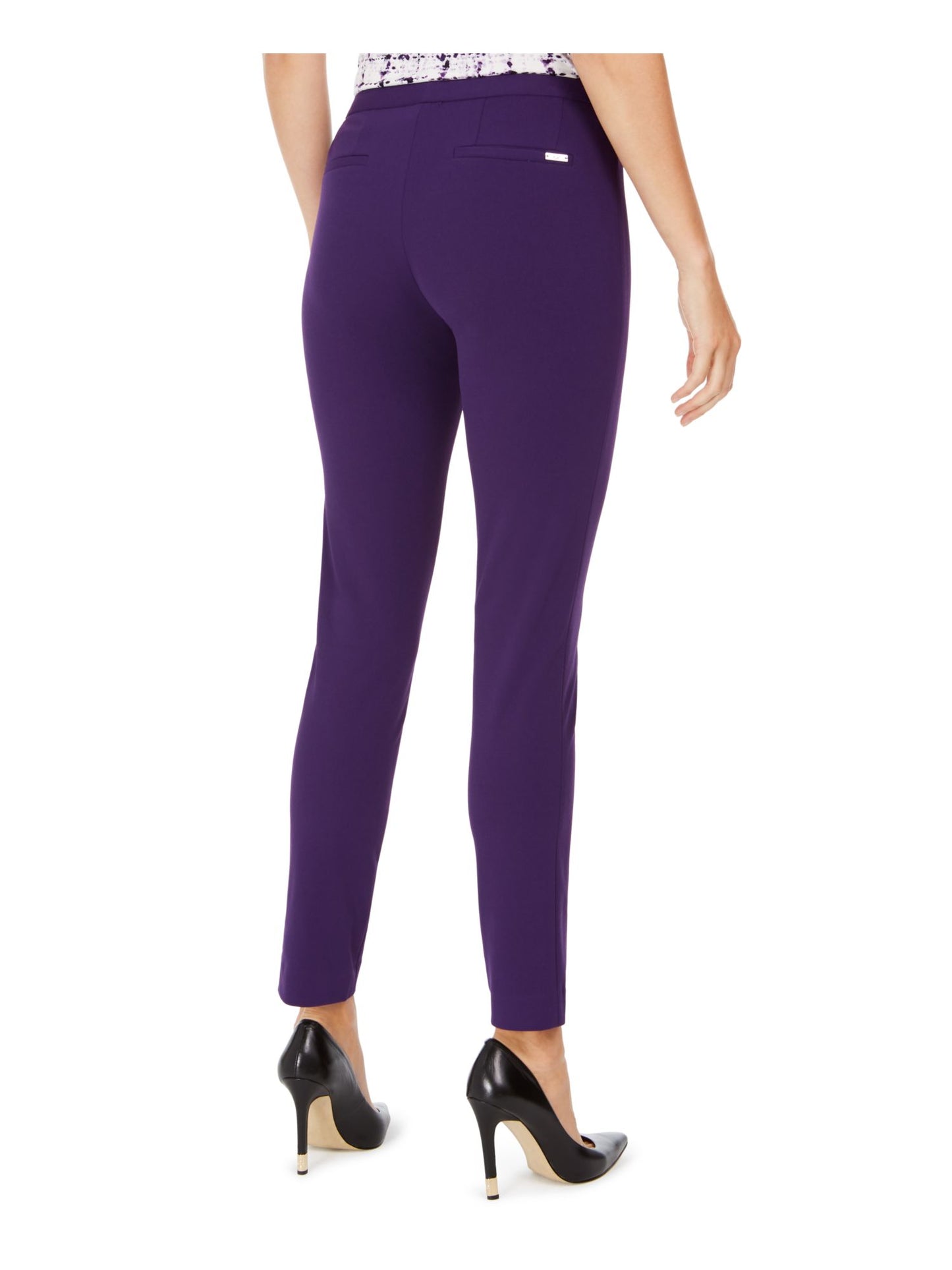 Calvin Klein Men's Pocketed Zippered Wear to Work Pants Purple Size 6 Petite