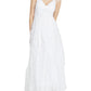 Jump Women's Sheer Floral Sleeveless Halter Full Length Formal Fit Flare Dress White Size 9/10