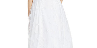 Jump Women's Sheer Floral Sleeveless Halter Full Length Formal Fit Flare Dress White Size 9/10