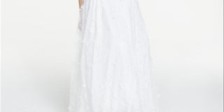 Jump Women's Sheer Floral Sleeveless Halter Full Length Formal Fit Flare Dress White Size 9/10