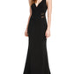 Emerald Sundae Women's Sheer Sleeveless V Neck Full Length Evening Mermaid Dress Black Size Medium