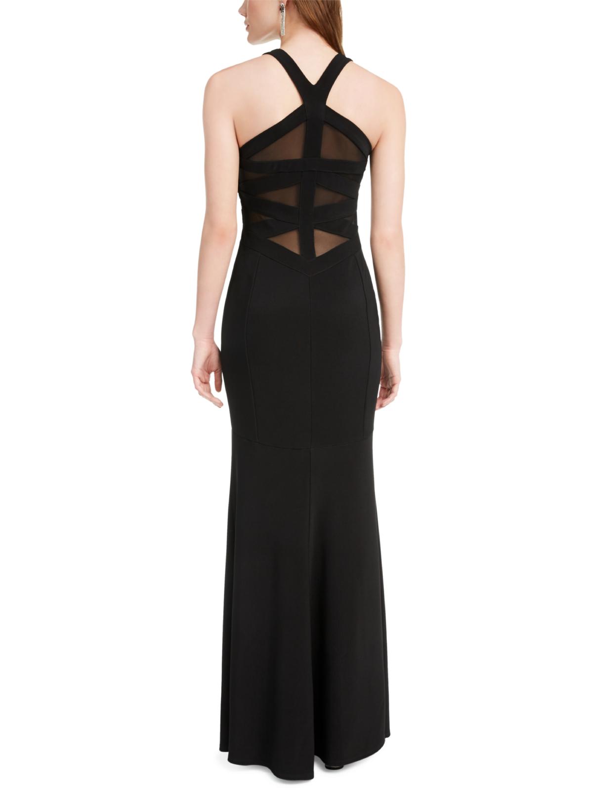 Emerald Sundae Women's Sheer Sleeveless V Neck Full Length Evening Mermaid Dress Black Size Medium