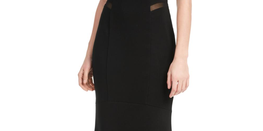 Emerald Sundae Women's Sheer Sleeveless V Neck Full Length Evening Mermaid Dress Black Size Medium