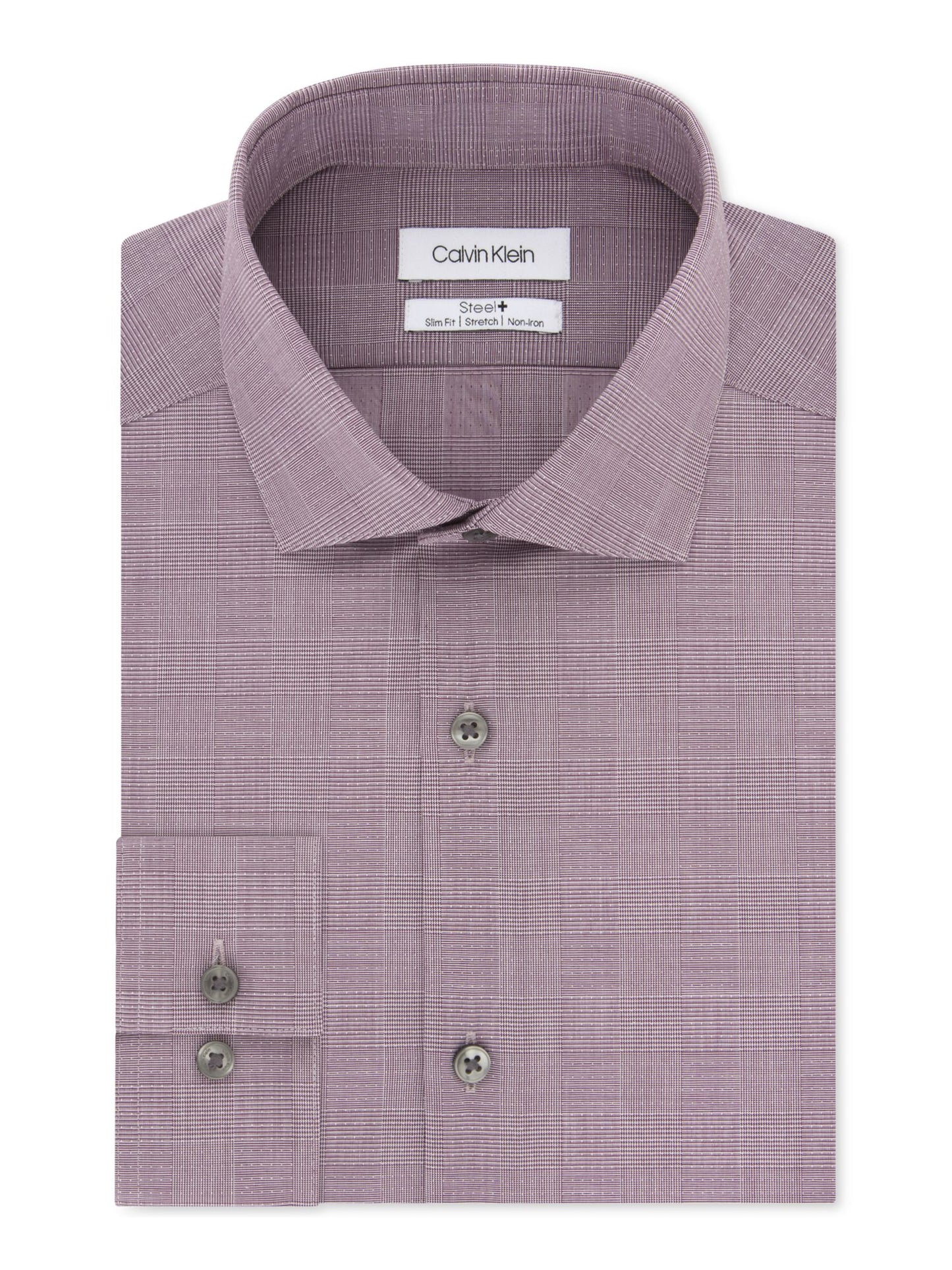 Calvin Klein Men's Steel Slim Fit Non Iron Performance Stretch Print Dress Shirt Red Size 17X32X33