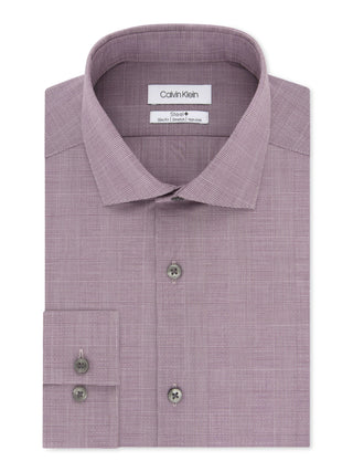 Calvin Klein Men's Steel Slim Fit Non Iron Performance Stretch Print Dress Shirt Red Size 17X32X33