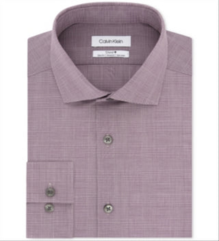 Calvin Klein Men's Steel Slim Fit Non Iron Performance Stretch Print Dress Shirt Red Size 17X32X33