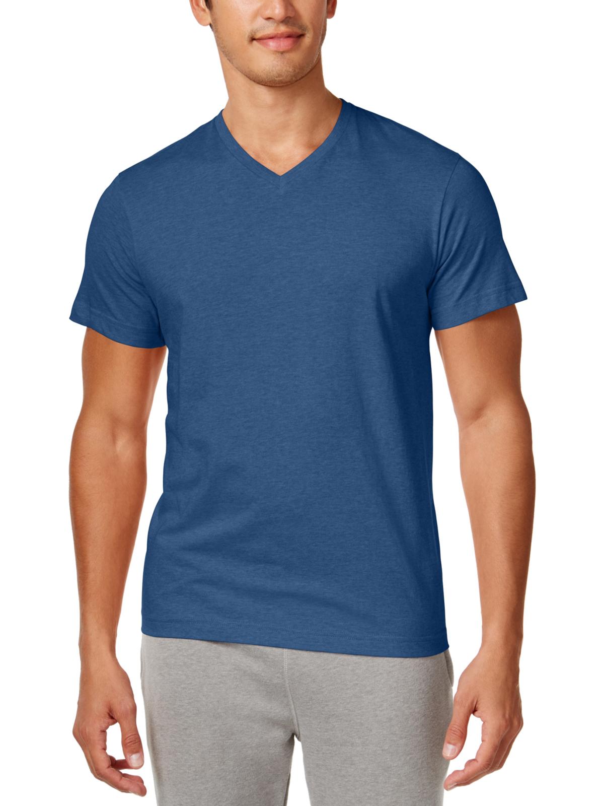 Alfani Men's Slub V-Neck T-Shirt Blue Size S