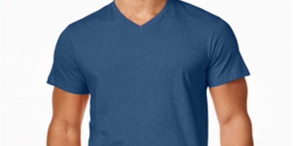 Alfani Men's Slub V-Neck T-Shirt Blue Size S