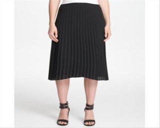 DKNY Women's Pleated a Line Skirt Black Size 10