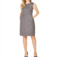 Anne Klein Women's Zippered Heather Sleeveless Jewel Neck Above the Knee Wear to Work Sheath Dress Blue Size 10