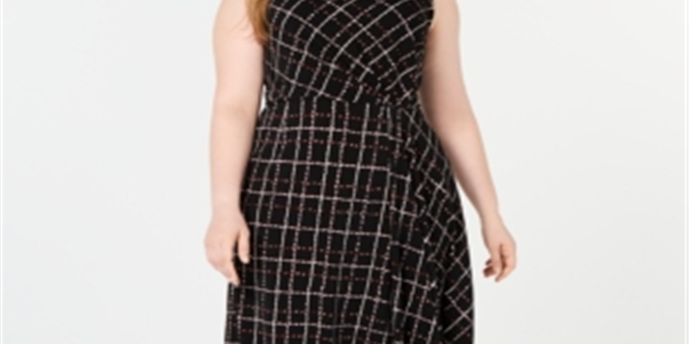 Alfani Women's Printed Asymmetrical Dress Black Size 3X