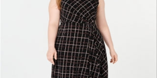 Alfani Women's Printed Asymmetrical Dress Black Size 3X