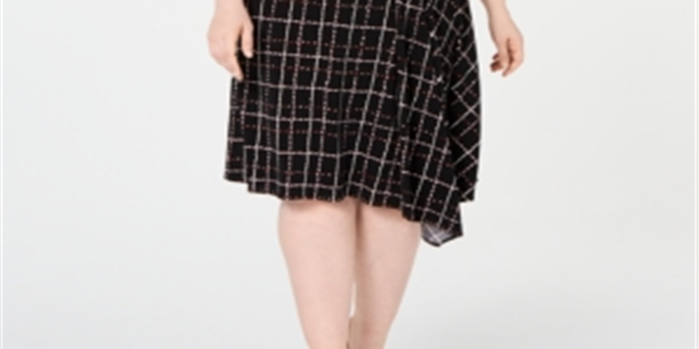 Alfani Women's Printed Asymmetrical Dress Black Size 3X