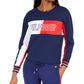 Tommy Hilfiger Women's Cropped Crewneck Logo Sweatshirt Blue Size Small